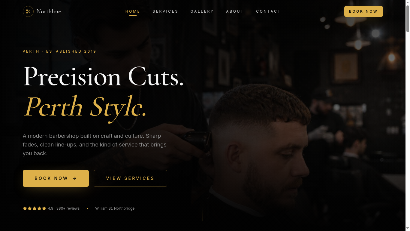Northline Barber website preview